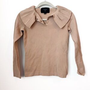 Aleeza Paris ruffled collar long sleeve sweater